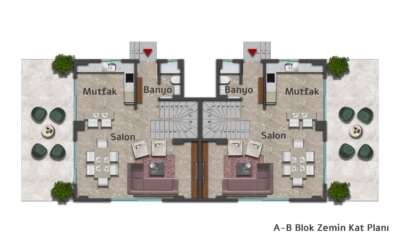 Küçükköy Villa 2 A-B Blok Zemin Kat Planı