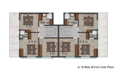 Küçükköy Villa 2 A-B Blok Birinci Kat Planı